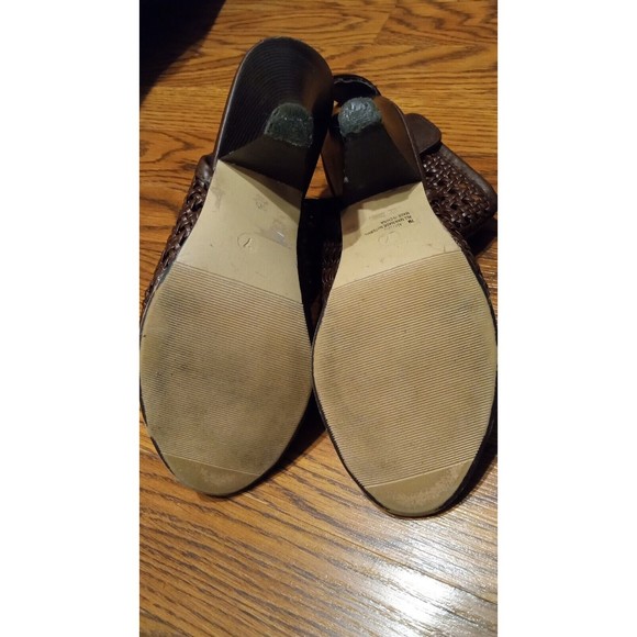 Cato Comfort Brown Woven Peep Toe Open Back Wedge Type Heel Size 7 - Picture 6 of 6